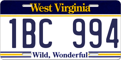 WV license plate 1BC994