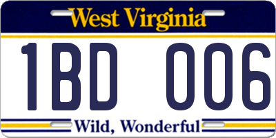 WV license plate 1BD006