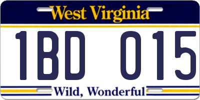 WV license plate 1BD015