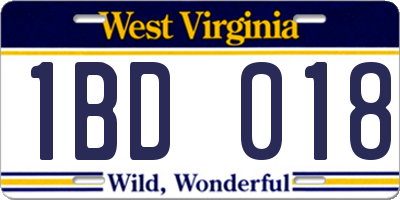WV license plate 1BD018
