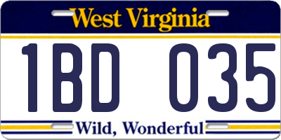 WV license plate 1BD035