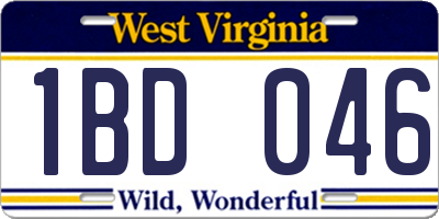 WV license plate 1BD046