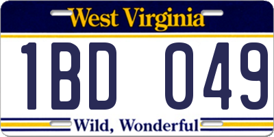 WV license plate 1BD049