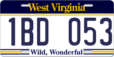 WV license plate 1BD053