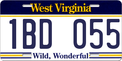 WV license plate 1BD055