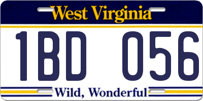 WV license plate 1BD056