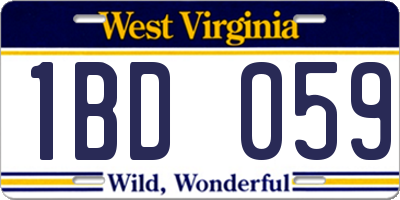WV license plate 1BD059