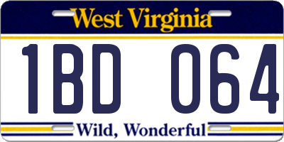 WV license plate 1BD064