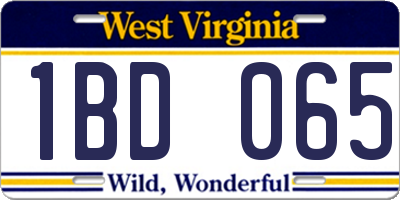 WV license plate 1BD065