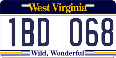 WV license plate 1BD068