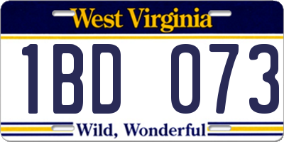 WV license plate 1BD073