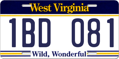 WV license plate 1BD081