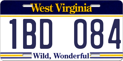 WV license plate 1BD084