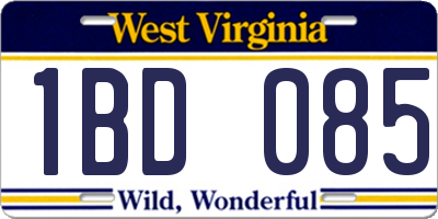 WV license plate 1BD085