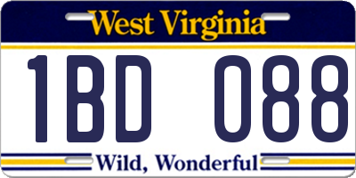 WV license plate 1BD088