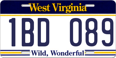 WV license plate 1BD089