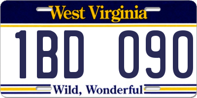 WV license plate 1BD090