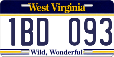 WV license plate 1BD093