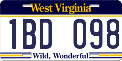WV license plate 1BD098