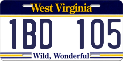 WV license plate 1BD105