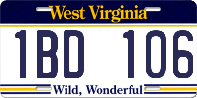 WV license plate 1BD106
