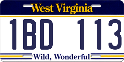 WV license plate 1BD113