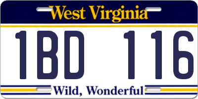WV license plate 1BD116