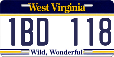 WV license plate 1BD118