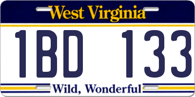 WV license plate 1BD133