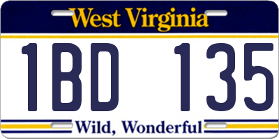 WV license plate 1BD135