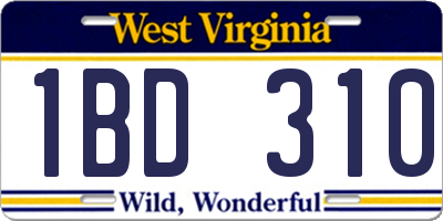 WV license plate 1BD310