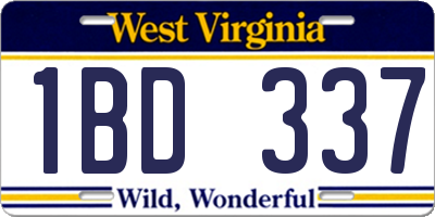 WV license plate 1BD337