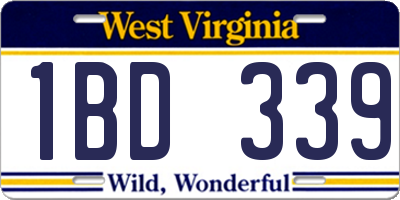 WV license plate 1BD339