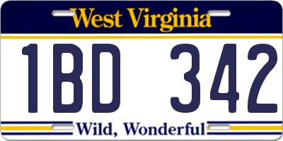 WV license plate 1BD342
