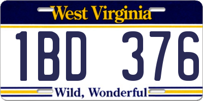 WV license plate 1BD376
