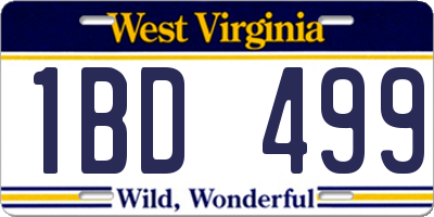 WV license plate 1BD499