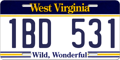 WV license plate 1BD531