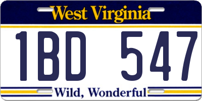 WV license plate 1BD547