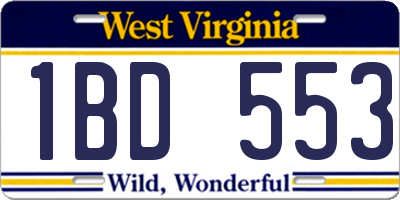 WV license plate 1BD553