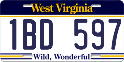 WV license plate 1BD597
