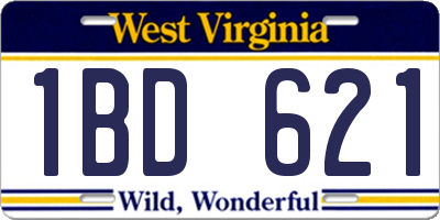 WV license plate 1BD621