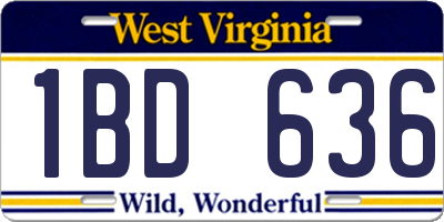 WV license plate 1BD636