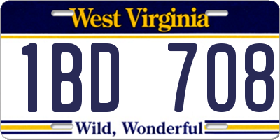 WV license plate 1BD708