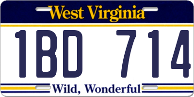WV license plate 1BD714