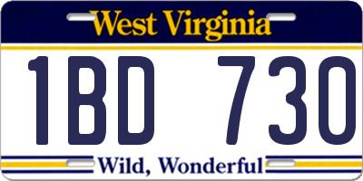 WV license plate 1BD730