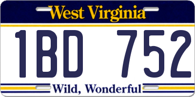 WV license plate 1BD752