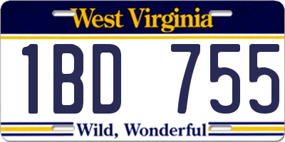 WV license plate 1BD755