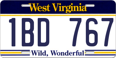 WV license plate 1BD767