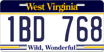 WV license plate 1BD768