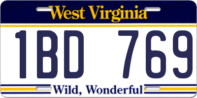 WV license plate 1BD769